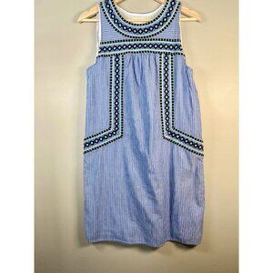 Vineyard‎ Vines Yarn Dye Stripe Embroidered Shift Dress Size XS Blue Sleeveless
